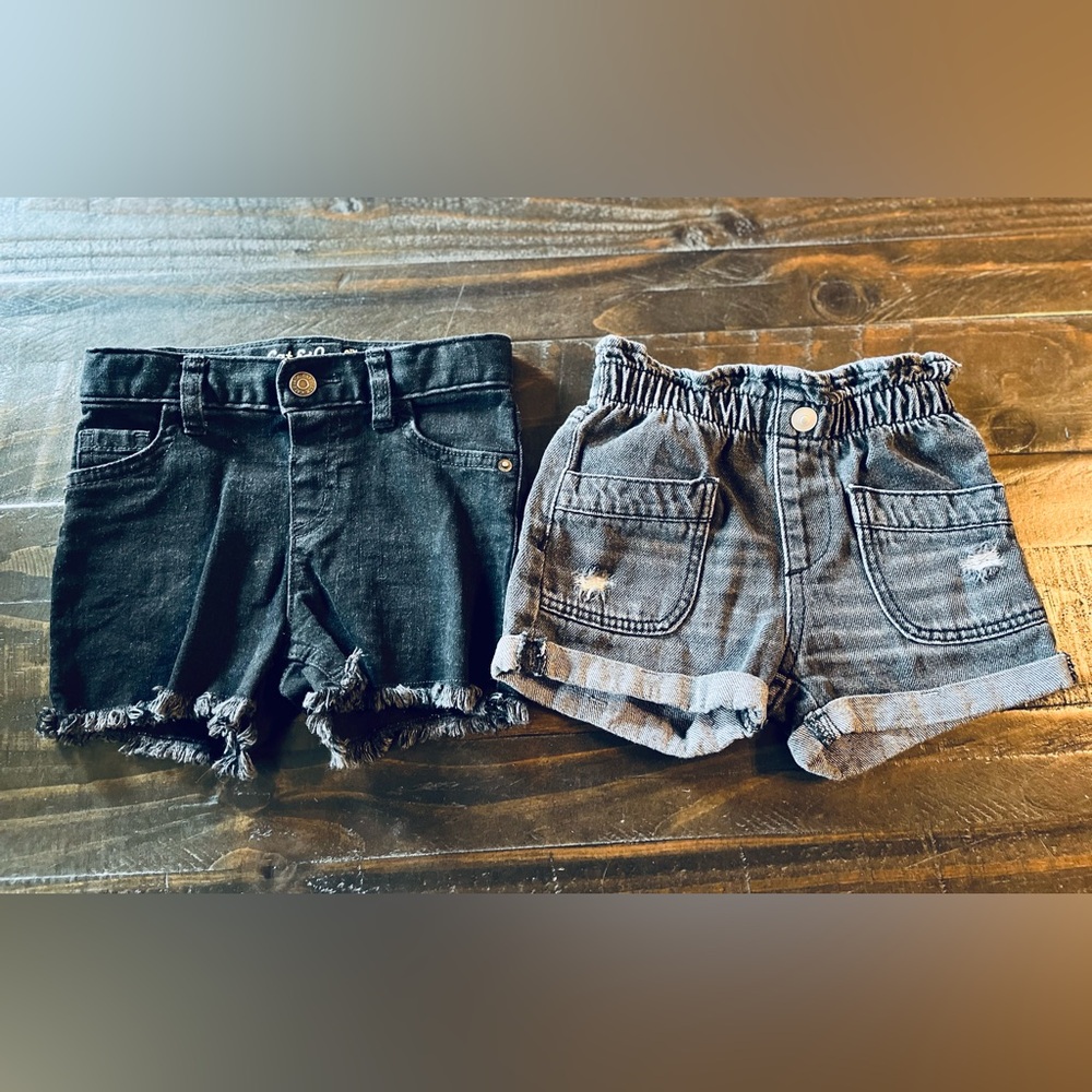 Stylish Kids Denim Shorts Set - Black 3T